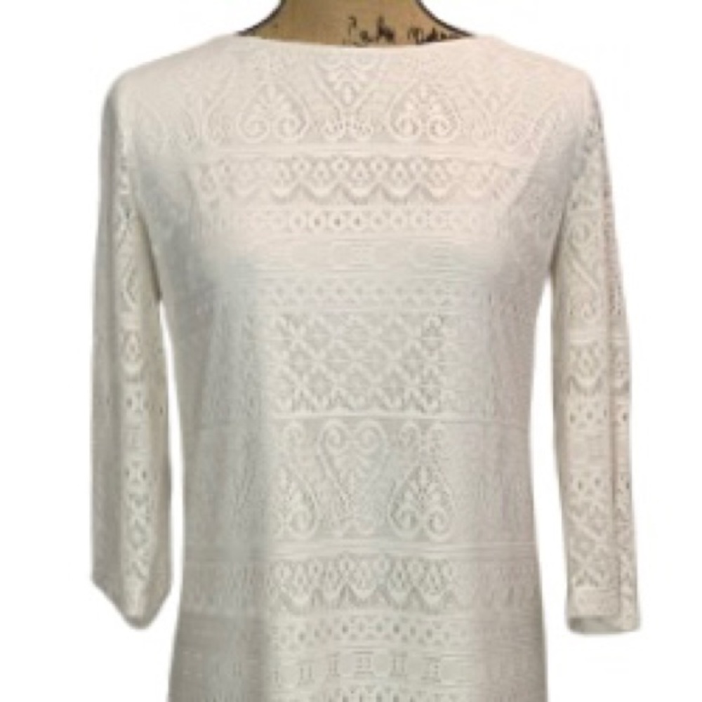 DANA BUCHMAN cream lace sheath